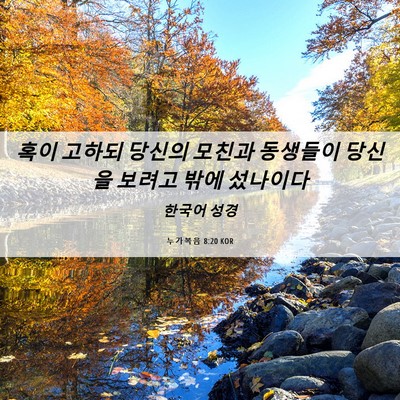 Picture 06 - 누가복음 8:20 KOR - 혹이 고하되 당신의 모친과 동생들이 - Bible Verse Picture