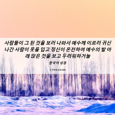 Picture 06 - 누가복음 8:35 KOR - 사람들이 그 된 것을 보러 나와서 - Bible Verse Picture