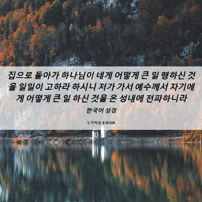 Picture 06 - 누가복음 8:39 KOR - 집으로 돌아가 하나님이 네게 어떻게 - Bible Verse Picture