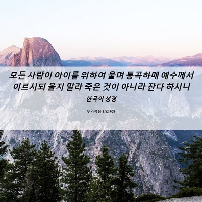 Picture 06 - 누가복음 8:52 KOR - 모든 사람이 아이를 위하여 울며 - Bible Verse Picture