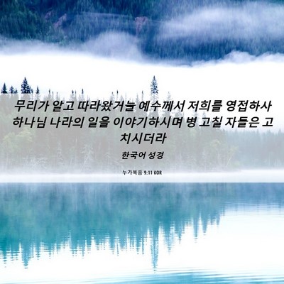 Picture 06 - 누가복음 9:11 KOR - 무리가 알고 따라왔거늘 예수께서 - Bible Verse Picture
