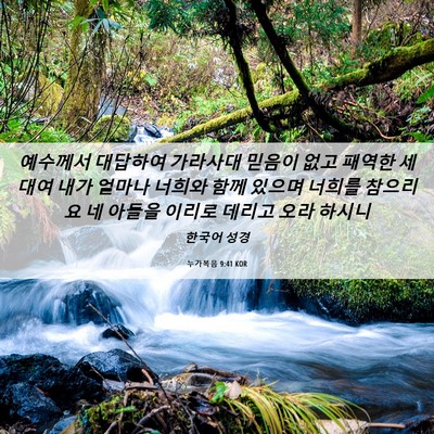 Picture 06 - 누가복음 9:41 KOR - 예수께서 대답하여 가라사대 믿음이 - Bible Verse Picture
