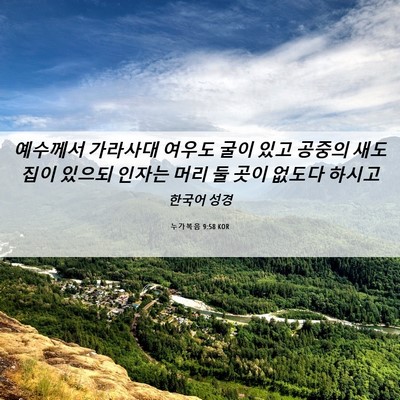 Picture 06 - 누가복음 9:58 KOR - 예수께서 가라사대 여우도 굴이 있고 - Bible Verse Picture