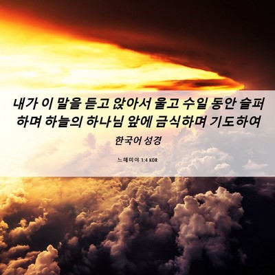 Picture 06 - 느헤미야 1:4 KOR - 내가 이 말을 듣고 앉아서 울고 수일 - Bible Verse Picture