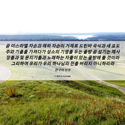 Picture 06 - 느헤미야 10:39 KOR - 곧 이스라엘 자손과 레위 자손이 - Bible Verse Picture