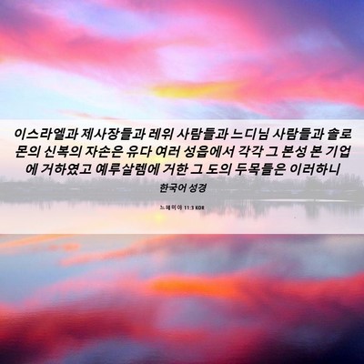 Picture 06 - 느헤미야 11:3 KOR - 이스라엘과 제사장들과 레위 - Bible Verse Picture