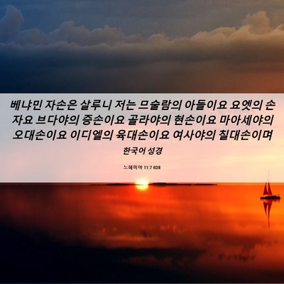 Picture 06 - 느헤미야 11:7 KOR - 베냐민 자손은 살루니 저는 므술람의 - Bible Verse Picture