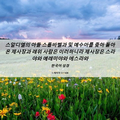 Picture 06 - 느헤미야 12:1 KOR - 스알디엘의 아들 스룹바벨과 및 - Bible Verse Picture