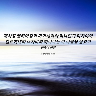 Picture 06 - 느헤미야 12:41 KOR - 제사장 엘리아김과 마아세야와 - Bible Verse Picture