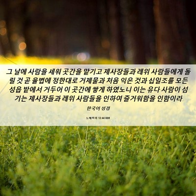 Picture 06 - 느헤미야 12:44 KOR - 그 날에 사람을 세워 곳간을 맡기고 - Bible Verse Picture
