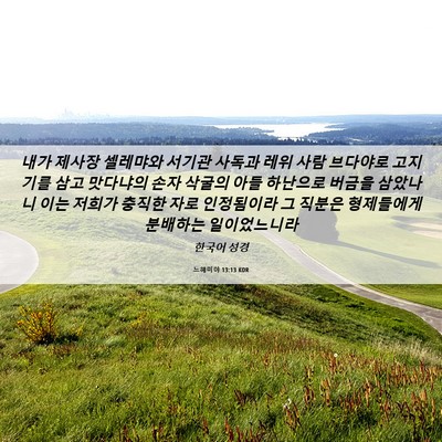 Picture 06 - 느헤미야 13:13 KOR - 내가 제사장 셀레먀와 서기관 사독과 - Bible Verse Picture