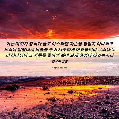 Picture 06 - 느헤미야 13:2 KOR - 이는 저희가 양식과 물로 이스라엘 - Bible Verse Picture