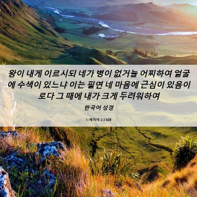 Picture 06 - 느헤미야 2:2 KOR - 왕이 내게 이르시되 네가 병이 - Bible Verse Picture