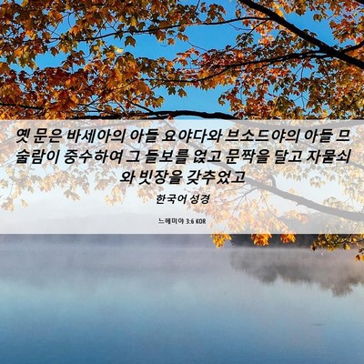 Picture 06 - 느헤미야 3:6 KOR - 옛 문은 바세아의 아들 요야다와 - Bible Verse Picture