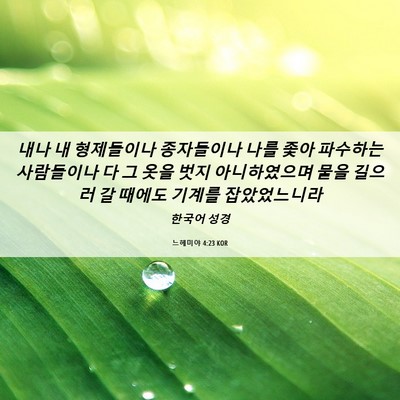 Picture 06 - 느헤미야 4:23 KOR - 내나 내 형제들이나 종자들이나 나를 - Bible Verse Picture