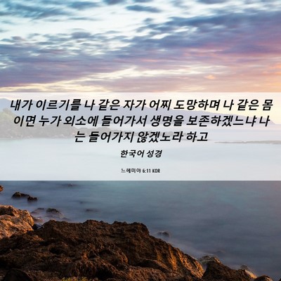 Picture 06 - 느헤미야 6:11 KOR - 내가 이르기를 나 같은 자가 어찌 - Bible Verse Picture