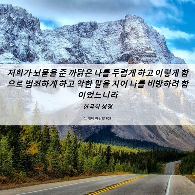 Picture 06 - 느헤미야 6:13 KOR - 저희가 뇌물을 준 까닭은 나를 - Bible Verse Picture