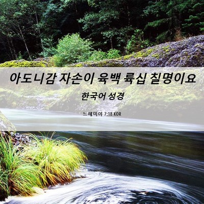 Picture 06 - 느헤미야 7:18 KOR - 아도니감 자손이 육백 륙십 - Bible Verse Picture