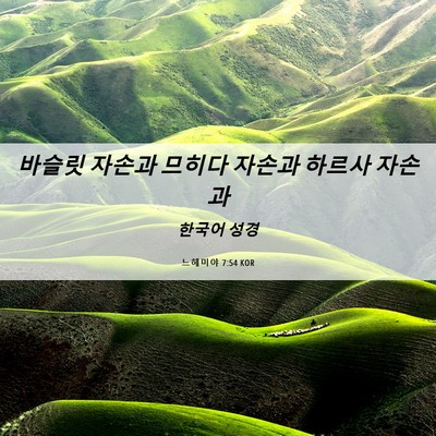 Picture 06 - 느헤미야 7:54 KOR - 바슬릿 자손과 므히다 자손과 하르사 - Bible Verse Picture
