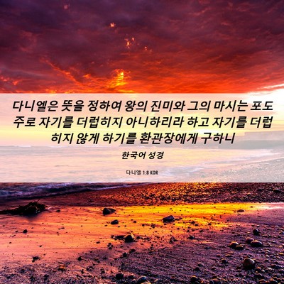 Picture 06 - 다니엘 1:8 KOR - 다니엘은 뜻을 정하여 왕의 진미와 - Bible Verse Picture