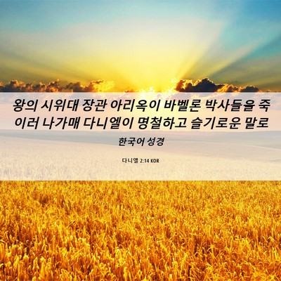 Picture 06 - 다니엘 2:14 KOR - 왕의 시위대 장관 아리옥이 바벨론 - Bible Verse Picture