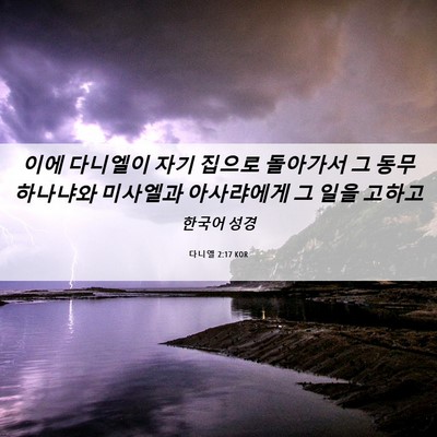 Picture 06 - 다니엘 2:17 KOR - 이에 다니엘이 자기 집으로 돌아가서 - Bible Verse Picture