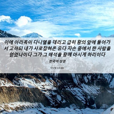 Picture 06 - 다니엘 2:25 KOR - 이에 아리옥이 다니엘을 데리고 급히 - Bible Verse Picture
