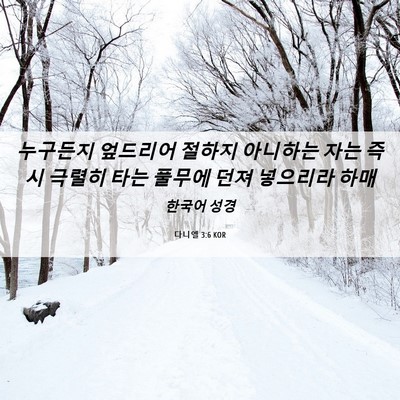 Picture 06 - 다니엘 3:6 KOR - 누구든지 엎드리어 절하지 아니하는 - Bible Verse Picture