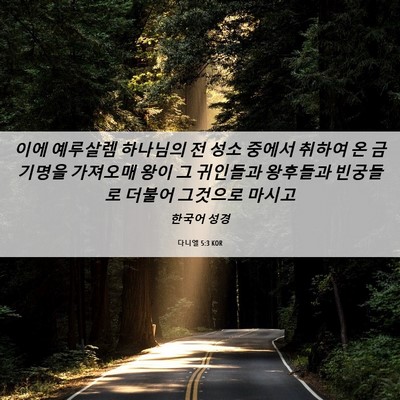 Picture 06 - 다니엘 5:3 KOR - 이에 예루살렘 하나님의 전 성소 - Bible Verse Picture