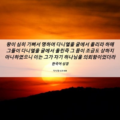 Picture 06 - 다니엘 6:23 KOR - 왕이 심히 기뻐서 명하여 다니엘을 - Bible Verse Picture