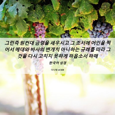 Picture 06 - 다니엘 6:8 KOR - 그런즉 원컨대 금령을 세우시고 그 - Bible Verse Picture