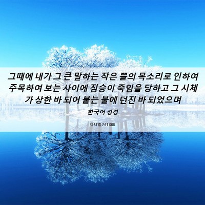 Picture 06 - 다니엘 7:11 KOR - 그때에 내가 그 큰 말하는 작은 뿔의 - Bible Verse Picture