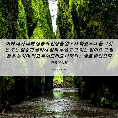 Picture 06 - 다니엘 7:19 KOR - 이에 내가 네째 짐승의 진상을 - Bible Verse Picture