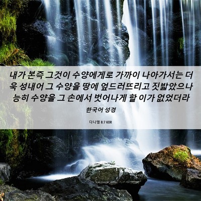 Picture 06 - 다니엘 8:7 KOR - 내가 본즉 그것이 수양에게로 가까이 - Bible Verse Picture