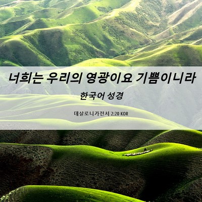 Picture 06 - 데살로니가전서 2:20 KOR - 너희는 우리의 영광이요 - Bible Verse Picture