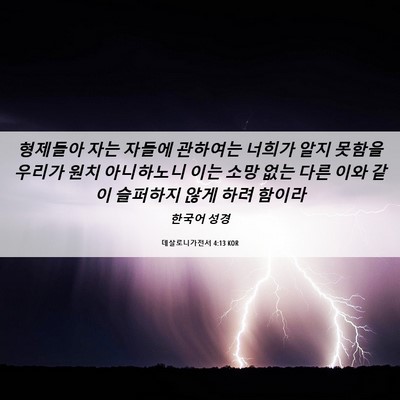 Picture 06 - 데살로니가전서 4:13 KOR - 형제들아 자는 자들에 관하여는 - Bible Verse Picture