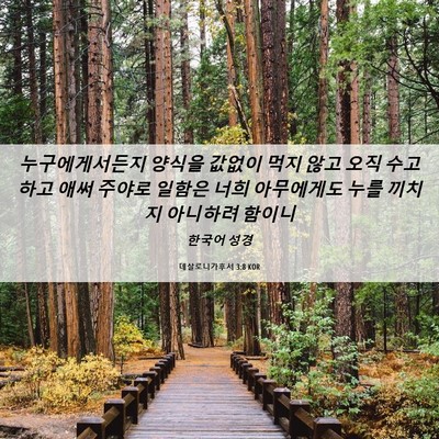 Picture 06 - 데살로니가후서 3:8 KOR - 누구에게서든지 양식을 값없이 먹지 - Bible Verse Picture