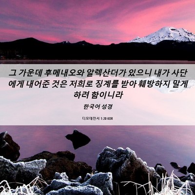 Picture 06 - 디모데전서 1:20 KOR - 그 가운데 후메내오와 알렉산더가 - Bible Verse Picture