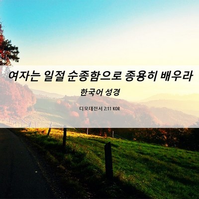 Picture 06 - 디모데전서 2:11 KOR - 여자는 일절 순종함으로 종용히 - Bible Verse Picture