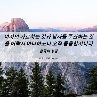 Picture 06 - 디모데전서 2:12 KOR - 여자의 가르치는 것과 남자를 - Bible Verse Picture