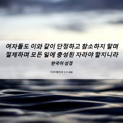 Picture 06 - 디모데전서 3:11 KOR - 여자들도 이와 같이 단정하고 - Bible Verse Picture