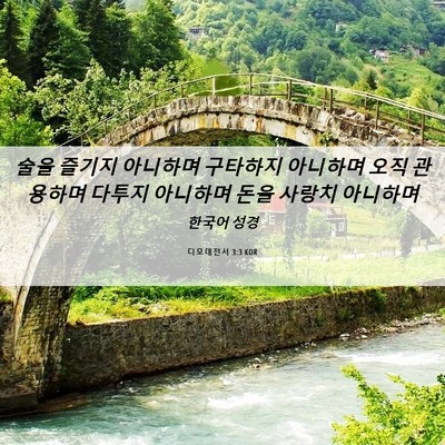 Picture 06 - 디모데전서 3:3 KOR - 술을 즐기지 아니하며 구타하지 - Bible Verse Picture