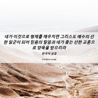 Picture 06 - 디모데전서 4:6 KOR - 네가 이것으로 형제를 깨우치면 - Bible Verse Picture