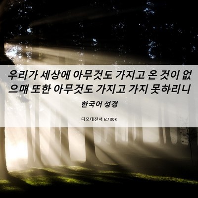 Picture 06 - 디모데전서 6:7 KOR - 우리가 세상에 아무것도 가지고 온 - Bible Verse Picture