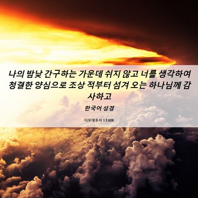 Picture 06 - 디모데후서 1:3 KOR - 나의 밤낮 간구하는 가운데 쉬지 - Bible Verse Picture