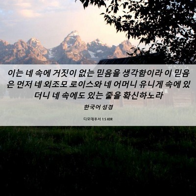 Picture 06 - 디모데후서 1:5 KOR - 이는 네 속에 거짓이 없는 믿음을 - Bible Verse Picture