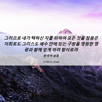Picture 06 - 디모데후서 2:10 KOR - 그러므로 내가 택하신 자를 위하여 - Bible Verse Picture