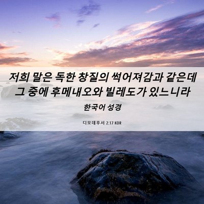 Picture 06 - 디모데후서 2:17 KOR - 저희 말은 독한 창질의 썩어져감과 - Bible Verse Picture