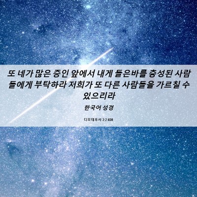 Picture 06 - 디모데후서 2:2 KOR - 또 네가 많은 증인 앞에서 내게 - Bible Verse Picture