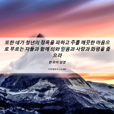 Picture 06 - 디모데후서 2:22 KOR - 또한 네가 청년의 정욕을 피하고 - Bible Verse Picture